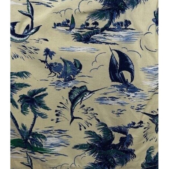 CHAPS Shorts All Over Print Marlins Boats Palm Trees Yellow Mens 36 Hawaiian - Picture 1 of 8
